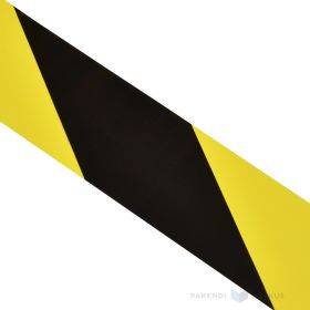 Предупреждающий жёлто-чёрный скотч шириной 50мм, в рулоне 33м