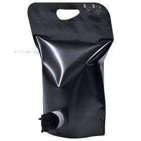 Black standing pouch with butterfly tap 23+(15+13,5)x26,5cm 3L