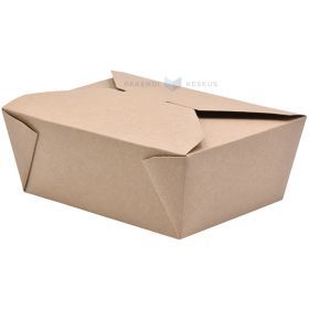 Brown carton food box with foldable lid 170x140x65mm, 50pcs/pack
