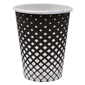 Paper cup ''White squares'' print 350ml, 50pcs/pack