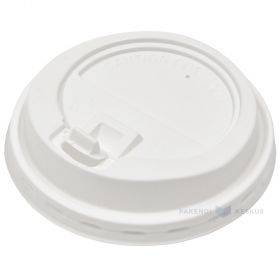 White lockable PP lid for 350ml paper cup with diameter 90mm, 50pcs/pack