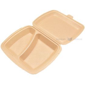 Brown 2-compartment thermo container XPP 241x206x69mm, 125pcs/pack