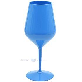 Reusable plastic turquoise blue wine goblet 470ml TT 350x machine washable