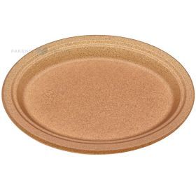 Reusable brown oval plate 26cm woodpolymer 125x machine washable, 50pcs/pack
