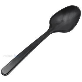 Reusable black soup spoon 18cm PP 125x machine washable, 100pcs/pack
