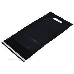 Почтовый конверт из полиэтилена чёрный матовый с ручкой в виде отверстия размером 25х42+5+7см, в упаковке 25шт