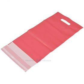 Почтовый конверт из полиэтилена розовый матовый с ручкой в виде отверстия размером 25х42+5+7см, в упаковке 25шт