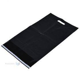 Почтовый конверт из полиэтилена чёрный матовый с ручкой в виде отверстия размером 36х52+5+7см, в упаковке 25шт